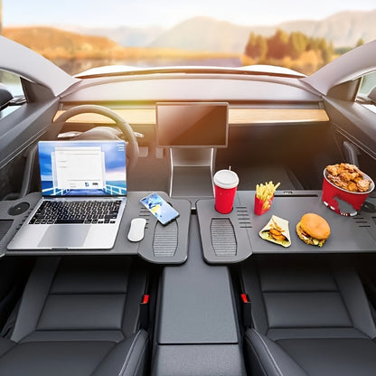 Foldable Car Desk – Portable ABS Work Table for Driver & Passenger, Fits Tesla Model Y/3 & Most SUVs, Perfect for Work, Dining & Studying