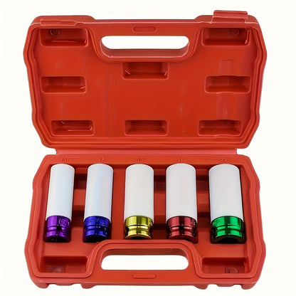 5pcs 1/2"""" Lug Nut Socket Set - Protect Your Tires And Wheels With Deep Impact Sockets