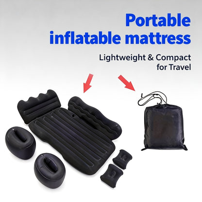 Luxury Premium Black And Stylish Beige Car Inflatable Mattress, Portable And Foldable, with PVC Flocking, Including Storage Bag, Air Pump And Two Pillows, Two Piers, Perfect for RVs, Trucks, And Foldable Beds In The Back Seat Of The Car Seat