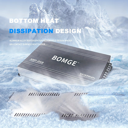 BOMGE Professional 4 Channel Amplifier Dub 4 Channel Car Amplifier AMP228 Vehicle Amplifier 2500 Watts Max for Subwoofers And Speakers