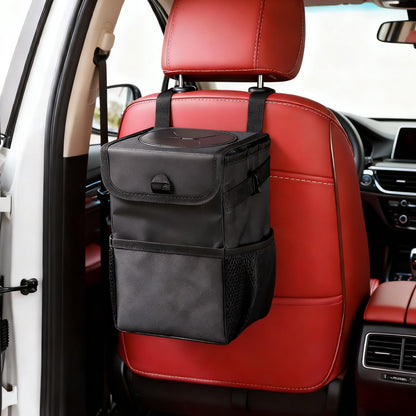 Ryhpez Car Trash Can with See Through Window, Clear Black Car Trash Bin Removable Liner, Leakproof Car Garbage Can Organizer Storage Bag for Vehicles, SUV, Truck(2.1Gallon/8L)