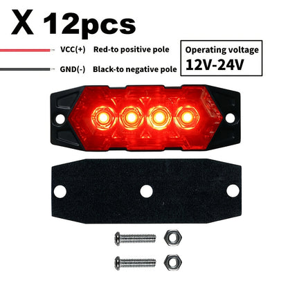 12pcs New Upgraded 12V-24V Universal LED Light for Atv Utv Boat Bike-Heavy-Duty Off-Road with Amber/Red/White, 12-24V Vehicle