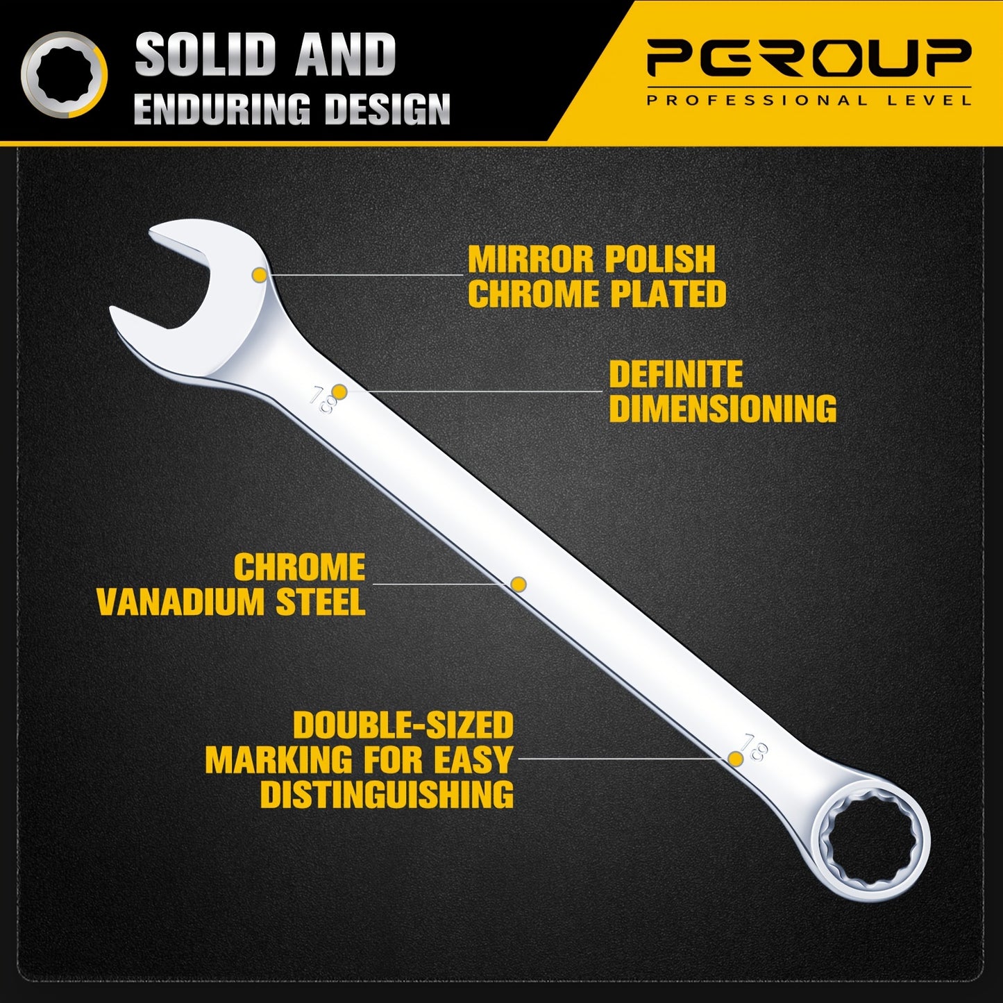 32pcs SAE & Metric Combo Wrench Set (20 Long & 12 Short-Reach Wrenches), 14pcss Premium Metric (6 - 19mm) & 14pcss SAE (1/4" - 15/16") Combo Wrenches With Open & 12-Point Box Ends, CR-V Steel, Mirror Chrome Polished
