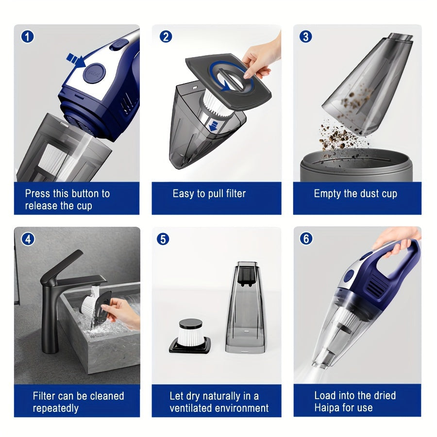 [Powerful Car Vacuum Cleaner] Powerful 5000pa Strong Suction Handheld Wireless Car Vacuum Cleaner | USB Charging, Long Working, For Cars, Homes, Offices, Pet Hair Cleaning - Car Accessories For Men Women