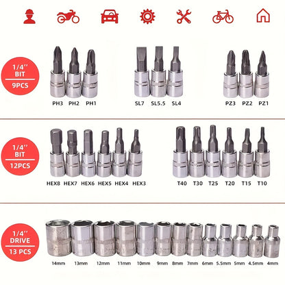 [High-End Tool Sets] 50/ 55Pcs High-End Professional Tool Sets, Auto/ Bicycle Maintenance Machinery Sets, Racing-Class Auto Parts Maintenance Ratchet Wrenches Or Other Auto Maintenance Parts Tool Sets