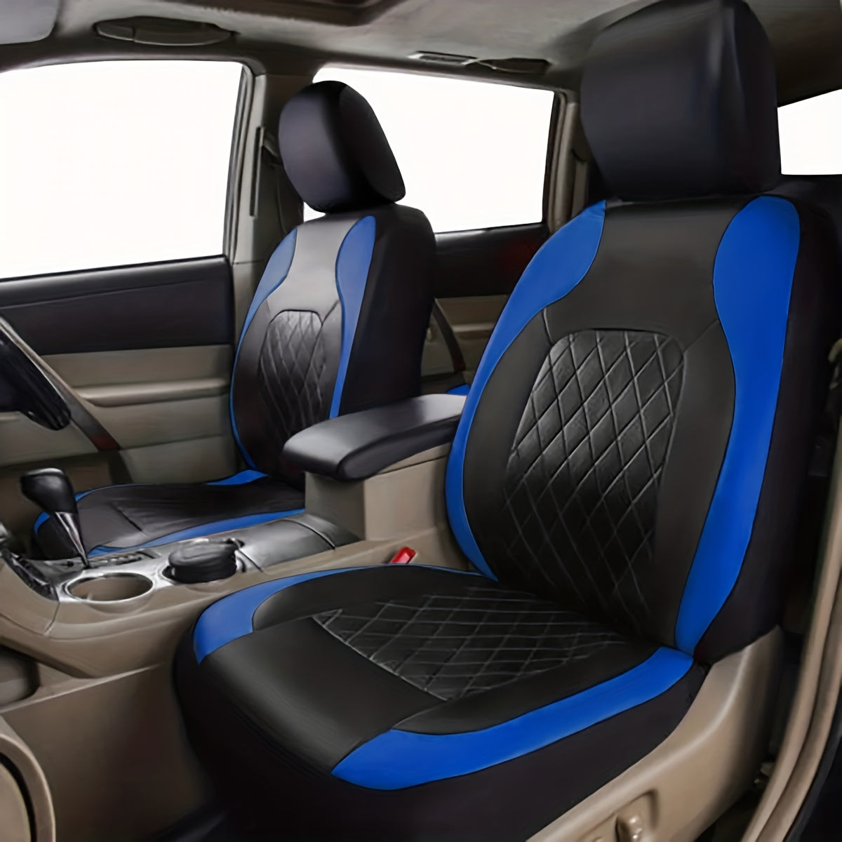 Deluxe All-Season Quilted PU Leather Car Seat Covers - Comfy Sponge-Padding, Universal Fit, christmas gifts