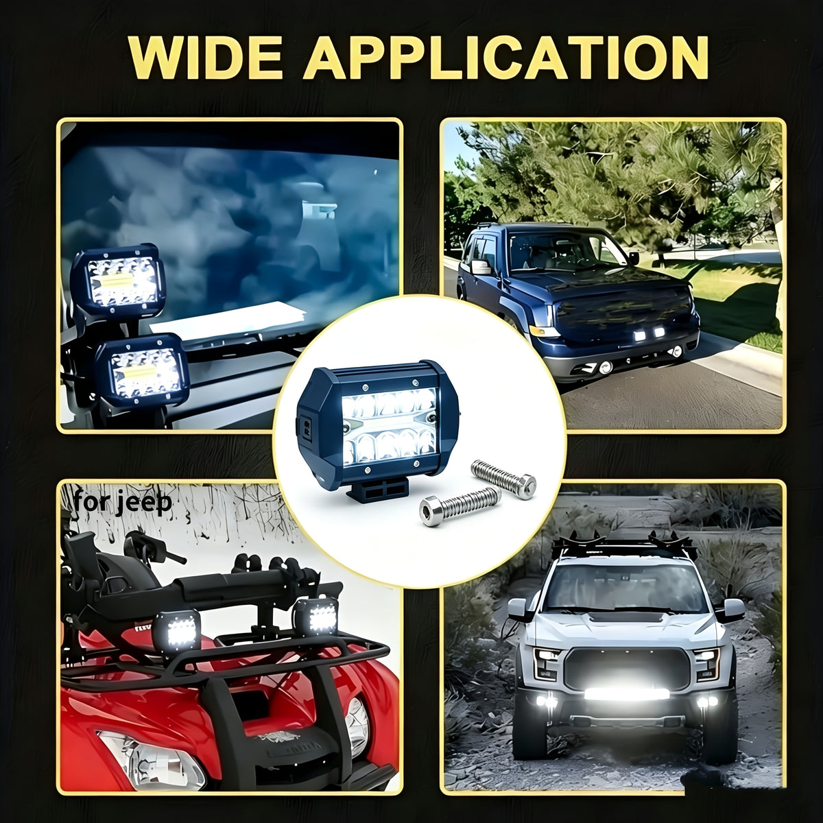 LED Work Light 208W 13900LM, 4.3/6.3 Inch Super Bright Two-Color Driving Lights, 2PCS Auxiliary Exterior Lights for Car Motorcycle Off-Road Pickup EV, Day & Night