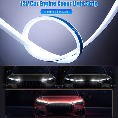 1pc Of 70-inch Engine Through-light, LED High-brightness White Light, Automatic Welcome Mode When Unlocked, with Steering Effect, 12V Indoor Wiring Installation, Suitable for Cars, SUVs And Other Models