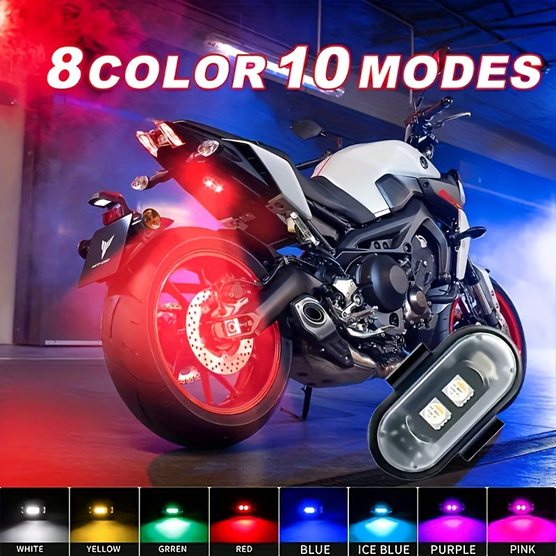 4-Pack Car Wireless LED Strip Light Remote Control | Magnetic Vibration Lights with 8 Colors, USB Rechargeable, IP65 Waterproof, Impact-Resistant Warning Lights, Suitable for Car Interiors, Trucks, Motorcycles, Drones, Aircraft, Bicycles