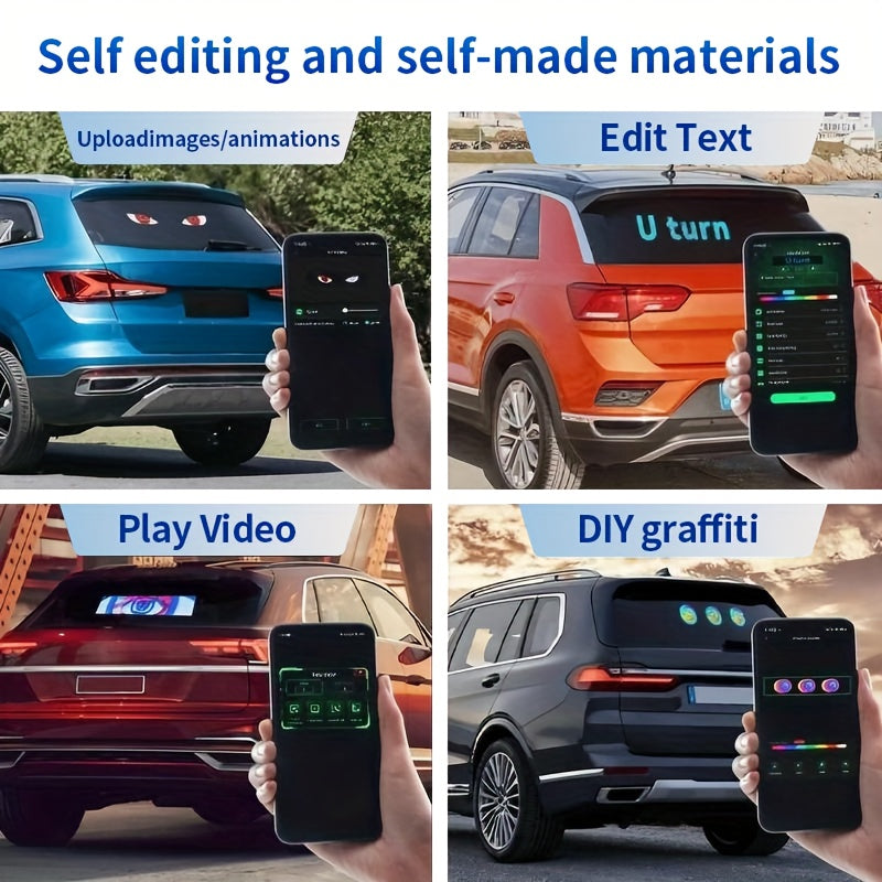 RGB LED Matrix Panel Lights (2pcs) – App & Remote Controlled, Dimmable Full-Color Display, Programmable Car Interior Decoration, DIY Ambient Lighting for Car, Party, Shop & Road Signs