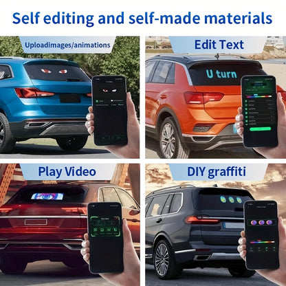 RGB LED Matrix Panel Lights (2pcs) – App & Remote Controlled, Dimmable Full-Color Display, Programmable Car Interior Decoration, DIY Ambient Lighting for Car, Party, Shop & Road Signs