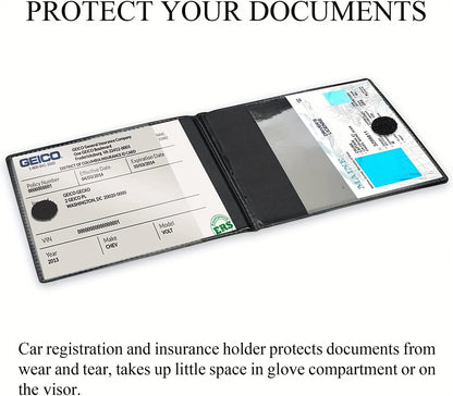 Car Insurance Registration & Driver License Holder – Multi-Slot Vehicle Document Organizer for Car Truck Motorcycle Trailer, Black, 1pc & 2-Pack