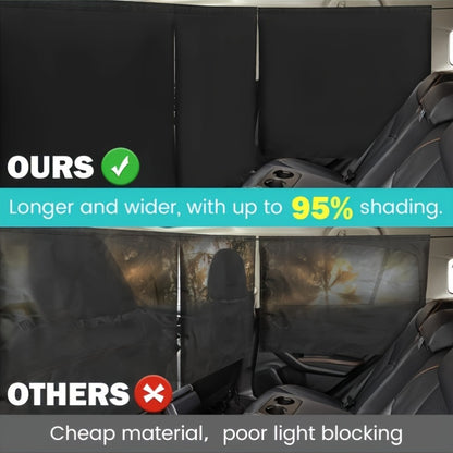99% Light Blocking Car Curtains, 1 Rear Seat Divider Curtain And 2 Rear Side Window Curtains, Car Curtains for Windows, Wide Sedan SUV Sunshade Covers Car Cabana (Extra Large Car Curtains 3pcs)