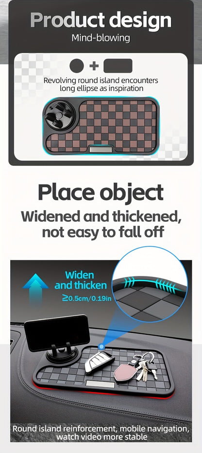 [Car Anti-Slip Mat] Car Anti-Slip Mat Dashboard Ornament Mat Mobile Phone Rotating Holder Dashboard Storage Mat High Temperature Resistant High-End Square Grid Mat Creative Ornament Pad Car Interior Accessories