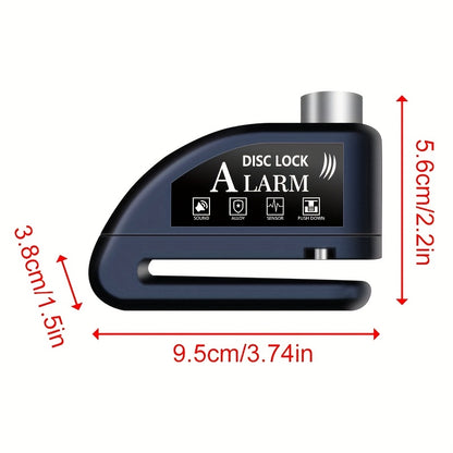 Motorbike Security Lock with Disc Brake Alarm System, 110Db Sound, 500Mah Rechargeable Battery, Includes USB Charging Cable And Reminder Rope