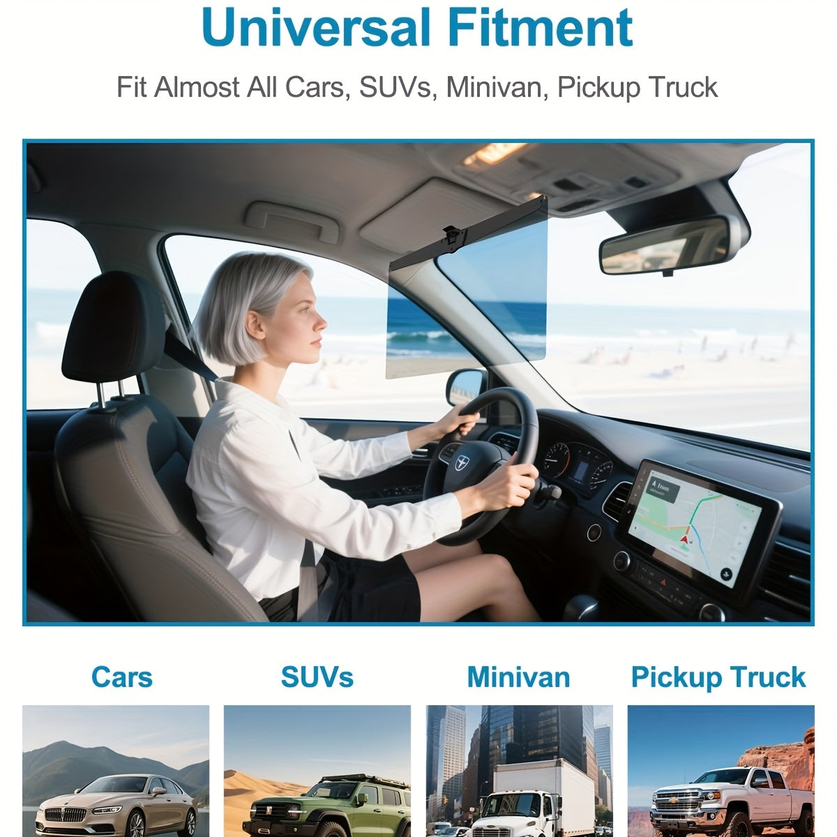 2-Pack Car Sun Visor Extender, Anti-Glare UV Protection 400 Blocker, Safety Buckle Adjustable Extension, Suitable for Safe and Comfortable Driving