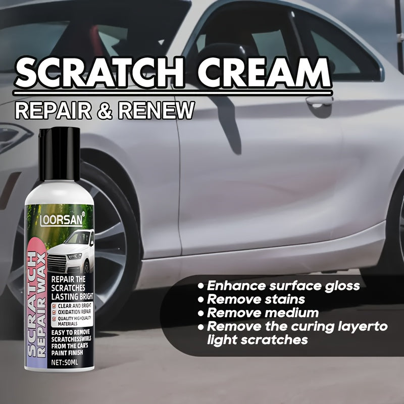 Car Scratch Repair Paste – Nano Swirl Remover, Wax & Polish Kit for Deep Scratch Fix, Paint Restoration, All Colors, 1.69oz + Sponge