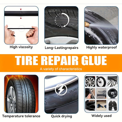 Repair Adhesive for Tires, Including a Sidewall Rubber Glue Kit (With Scraper And Tip Kit) Suitable for Bicycles, Cars, Motorcycles, Dirt Bikes, Trucks, And Tractors, Available in Black, 1.01oz/1.69oz