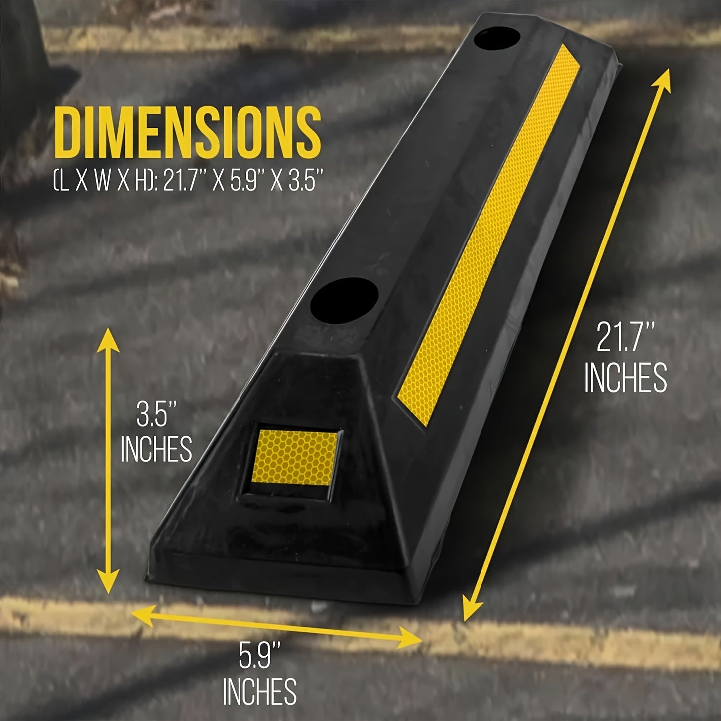 Car Wheel Stops for Garage -Heavy Duty Rubber Parking Guide 12/8/4/2/1pc Premium Quality Durable Car for Garage Wheel Stopper Professional Grade Park with Reflective Yellow Tape Curb, Adjustable for Safe Parking of Vehicles, for Garage Parking Stops