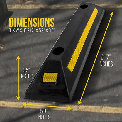 Car Wheel Stops for Garage -Heavy Duty Rubber Parking Guide 12/8/4/2/1pc Premium Quality Durable Car for Garage Wheel Stopper Professional Grade Park with Reflective Yellow Tape Curb, Adjustable for Safe Parking of Vehicles, for Garage Parking Stops