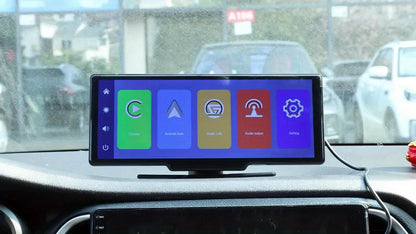 Podofo 10.26” Android Auto & CarPlay Wireless Portable Car Stereo with Touchscreen, Wireless/, Voice Control, FM Transmitter, Compatible for Smartphones, Navigation, Handsfree Calling, AUX Receiver for Vehicles