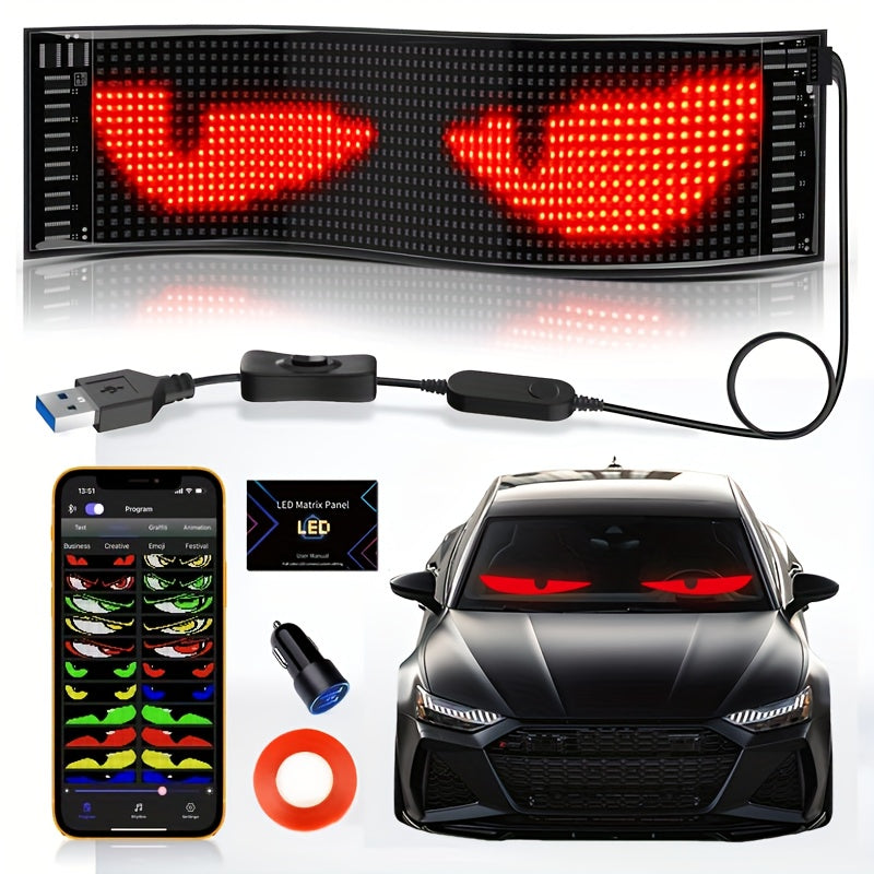 RGB LED Matrix Panel Lights (2pcs) – App & Remote Controlled, Dimmable Full-Color Display, Programmable Car Interior Decoration, DIY Ambient Lighting for Car, Party, Shop & Road Signs
