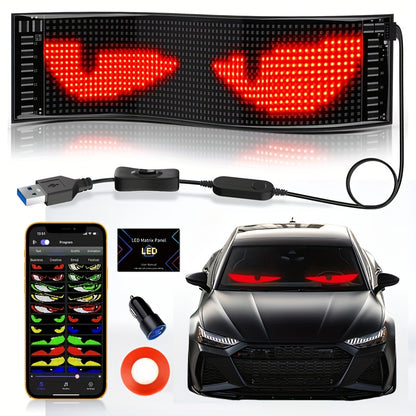 RGB LED Matrix Panel Lights (2pcs) – App & Remote Controlled, Dimmable Full-Color Display, Programmable Car Interior Decoration, DIY Ambient Lighting for Car, Party, Shop & Road Signs