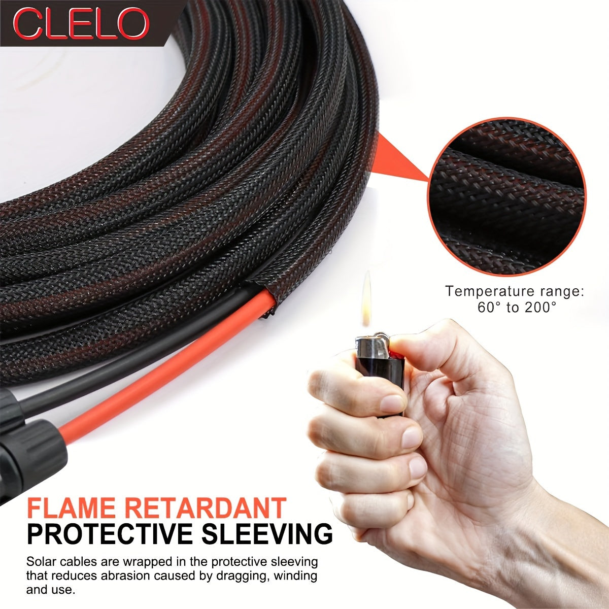 1pc Solar Panel Extension Cable, Flame Retardant Protective Sleeve Twin Wire with Female And Male MC4 Connectors for Car, RV, Photovoltaic Systems Extension Cords