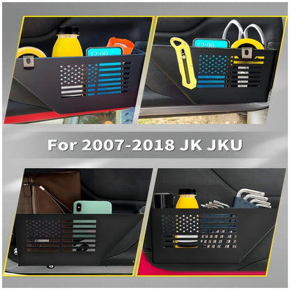 Jeep JK Front Door Storage Box Set of 2 Black Steel – Fits 2007-2018 Wrangler JK JKU 2-Door & 4-Door, Side Insert Organizer Replaces Sagging Net