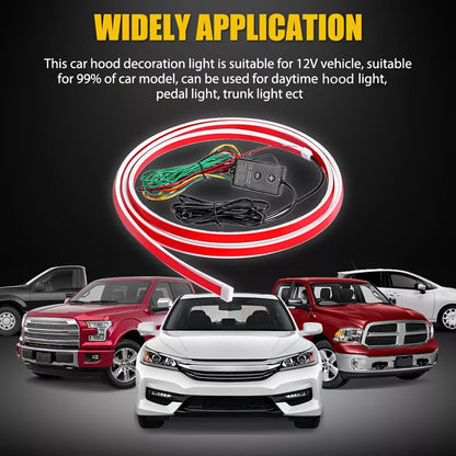 79'' Car Hood Light Strip, Flexible Dynamic Daytime Hood Light Strip, Auto LED Strip Light With Fuse Protection, Universal Exterior Decor For SUVs, Trucks, Vans & Most Vehicles, Without Battery