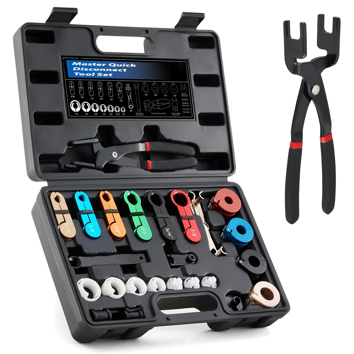 26pcs Master Quick Disconnect Tool Kit, Fuel Line Disconnect Tool Set with Fuel And AC Disconnect Pliers, Fuel Line Removal Tool Set for AC Fuel & Transmission Systems, Blue