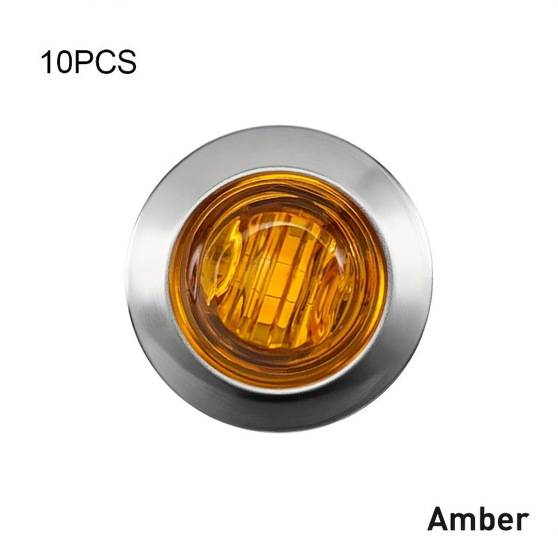 10pcs Car Side Lights, LED Truck Side Signal Lights, Decorative Lights, Small Car Bulbs, Steady Light with Flashing Mode, Metal Frame