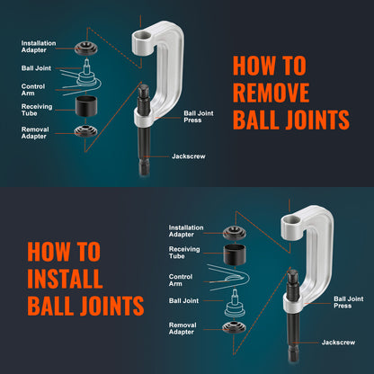 VEVOR Ball Joint Press Kit C-press Ball Joint Tools 10 pcs/21 pcs/23 pcs Automotive Repair Kit, Heat treatment of C-type clamps and screws/All heat treatment