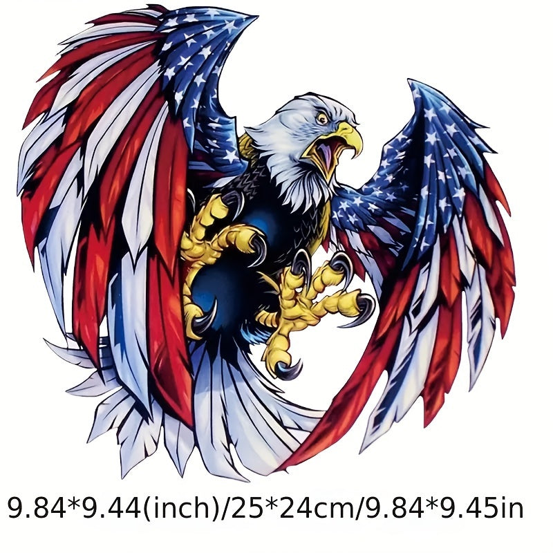 4PCS American Flag Eagle Decal for Truck Car Window Bumper Decoration, Cartoon Animal Vinyl Sticker with Glossy Finish, Self-Adhesive Irregular Shape for Wood, Plastic, Glass, Metal, Ceramic Surfaces - Single Use Anime Auto Flag Theme Adhesive Art.