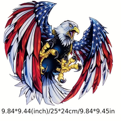 4PCS American Flag Eagle Decal for Truck Car Window Bumper Decoration, Cartoon Animal Vinyl Sticker with Glossy Finish, Self-Adhesive Irregular Shape for Wood, Plastic, Glass, Metal, Ceramic Surfaces - Single Use Anime Auto Flag Theme Adhesive Art.