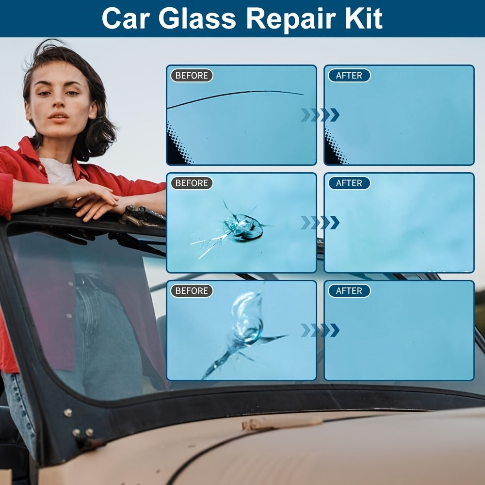 15-Minute Windshield Crack Repair Kit | Save Over $200 Compared to Replacement, Portable Adhesive, Clear Vision, Fix Deep Cracks Without Professional Tools, Fast Results A Father'S Day Gift