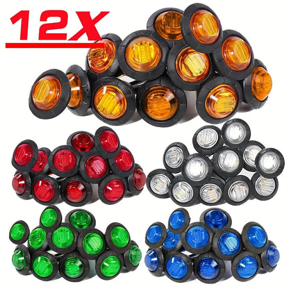 Set of 12 Universal DC12V LED Lights for Caravans, Trucks, Atvs, And Boats, Without Battery