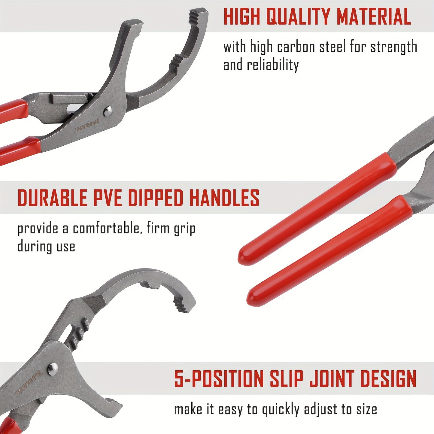 [7pcs Oil Filter Tool] 7pcs Oil Filter Removal Tool Kit | Adjustable 3-Jaw Wrench and 9" & 12" Oil Filter Pliers, Fits 2-3/4" to 5-1/4" Filters, Anti-Slip PVC Handles for Better Grip