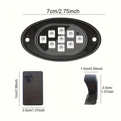 [RGB LED Rock Lights] 4/8/10pcs Rock Lights for Trucks RGB LED Rock Lights Kit With, APP/Remote Control & Music Mode, Wireless Remote Controller, Multicolor Cars Underglow, Footwell Neon Light Kits for Pickup Off Road RZR SUV ATV UTV Car