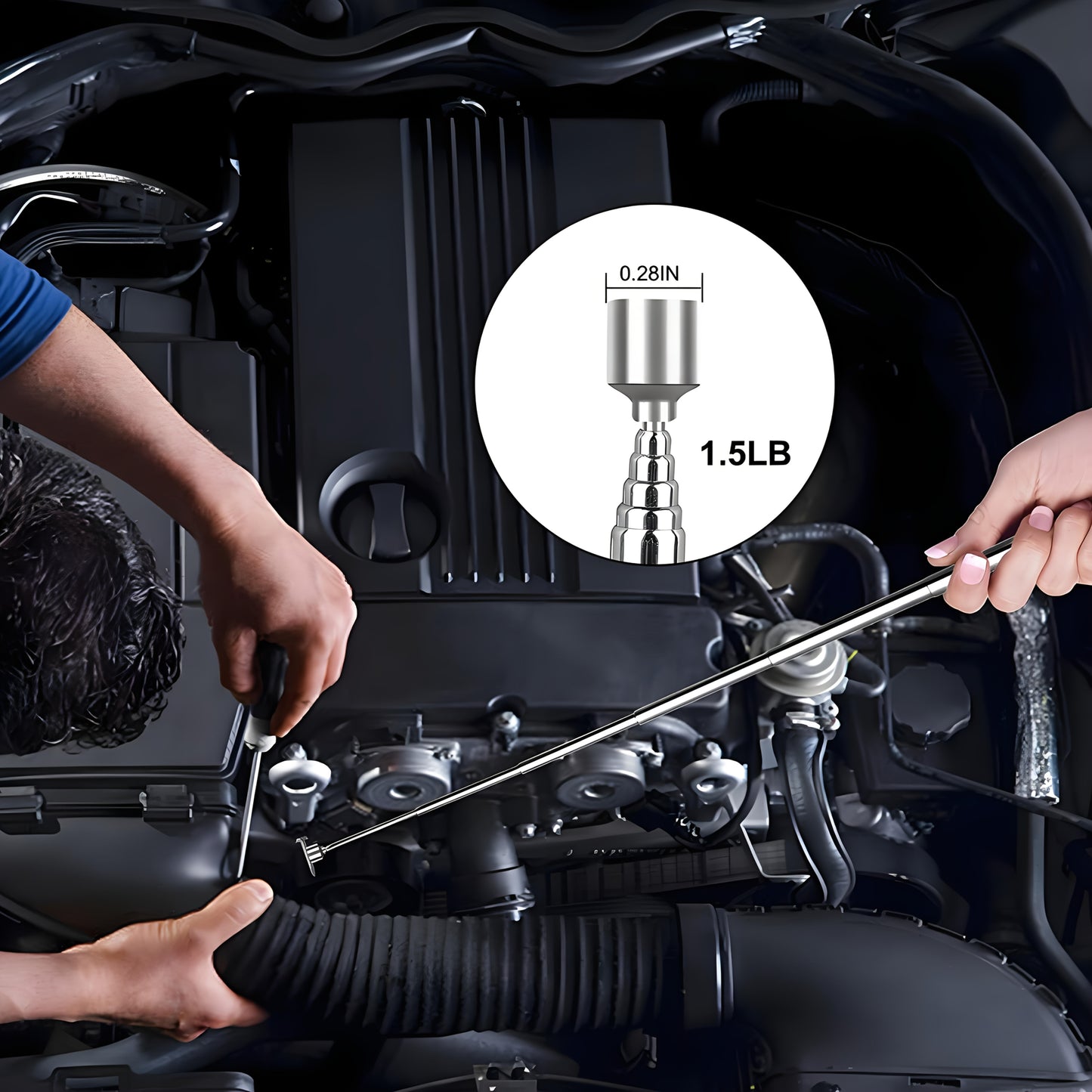 XSLRDKE Magnetic Pick-Up Tool, Adjustable Sticks and 360 Swivel Inspection Mirror, 5 Pack/6 Pack