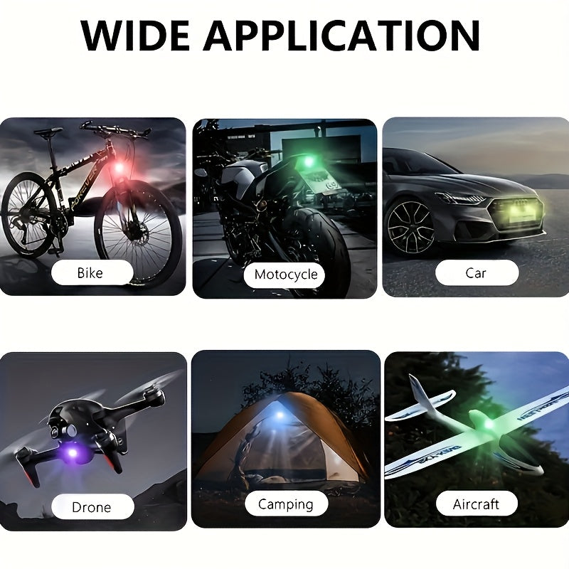4-Pack Car Wireless LED Strip Light Remote Control | Magnetic Vibration Lights with 8 Colors, USB Rechargeable, IP65 Waterproof, Impact-Resistant Warning Lights, Suitable for Car Interiors, Trucks, Motorcycles, Drones, Aircraft, Bicycles