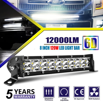 8/15 Inch Ultra-Thin LED Double Row Strip Light, Ultra Bright, Used for Car, Truck, for Jeep, Off-Road, ATV Boat Lighting, Without Battery