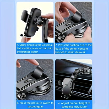 An Upgraded Version of a Chic Model Car Phone Holder That Can Be Adjusted for Both Horizontal And Vertical Positions. This Universal Suction Cup Holder Is Stable for Car Navigation And Fits All Mobile Phones, Making It Perfect for Your Car Dashboard
