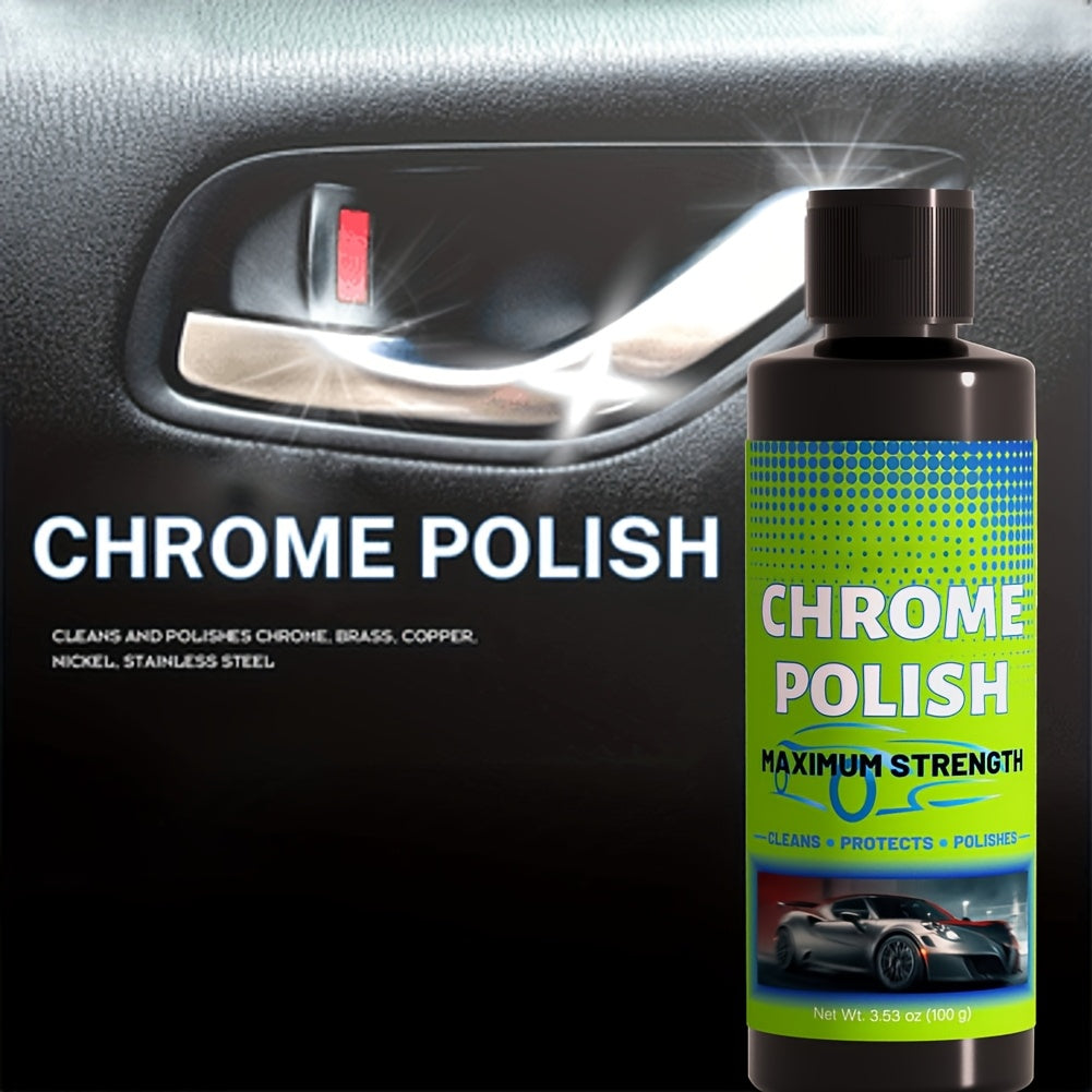 Chrome Polish And Protector That Enhances And Safeguards Chrome And Aluminum Surfaces Against Rust And Stains - Suitable for Vehicles Like Cars, Motorcycles, And Trucks - Provides a Durable Glossy End, Surface Protection, Rust Removal