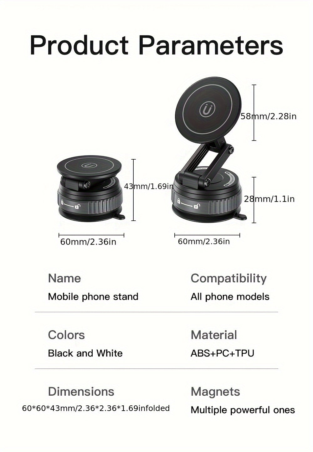 360-Degree Rotatable Magnetic Phone Holder - Compatible with for All Smartphones And Vehicles, Works with Iphone 16/15/14/12 - Compact And Foldable Car Mount with Strong Grip - Trendy Car Accessory