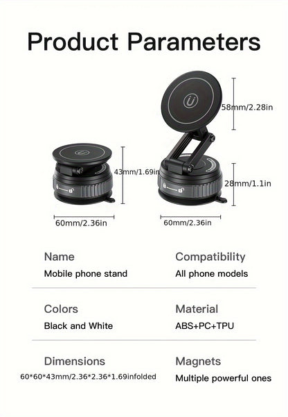 360-Degree Rotatable Magnetic Phone Holder - Compatible with for All Smartphones And Vehicles, Works with Iphone 16/15/14/12 - Compact And Foldable Car Mount with Strong Grip - Trendy Car Accessory