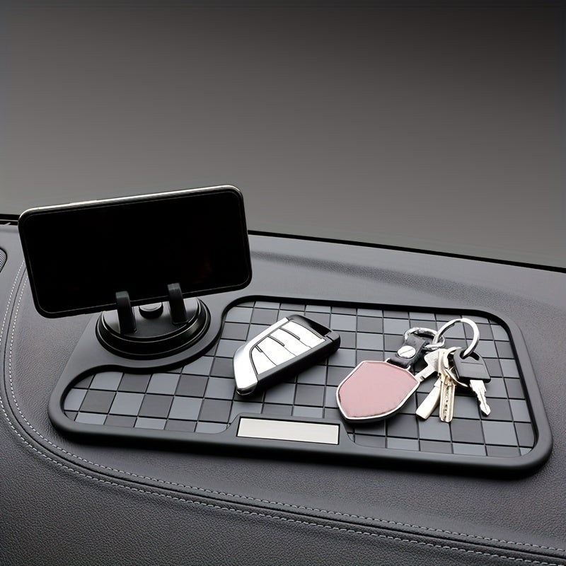 [Car Anti-Slip Mat] Car Anti-Slip Mat Dashboard Ornament Mat Mobile Phone Rotating Holder Dashboard Storage Mat High Temperature Resistant High-End Square Grid Mat Creative Ornament Pad Car Interior Accessories