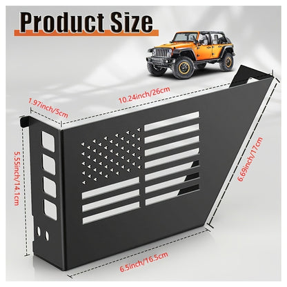 Jeep JK Front Door Storage Box Set of 2 Black Steel – Fits 2007-2018 Wrangler JK JKU 2-Door & 4-Door, Side Insert Organizer Replaces Sagging Net