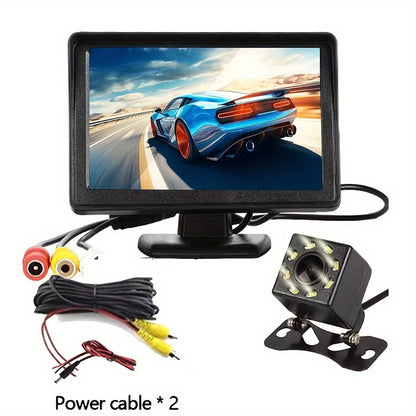 8 LED HD Reversing Camera Kit with 4.3 Inch Monitor | Backup Camera Car Rearview Mirror HD Parking System Night Vision, Wide Angle Lens, USB Charging, Video Resolution, No Battery - Perfect for Cars, Pickups, SUVs