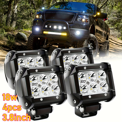 LED Light Bar Combo Kit 20" 126W + 4pcs 4" 18W Pods, Off-Road Work Lights for Jeep Wrangler Truck Boat Tractor Trailer, 500-800 Lumen, 36V, Wiring Harness Included